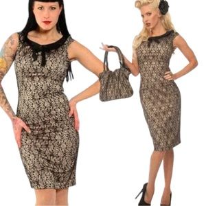 Voodoo Vixen Black Lace Pencil Dress Sz Sm EUC
